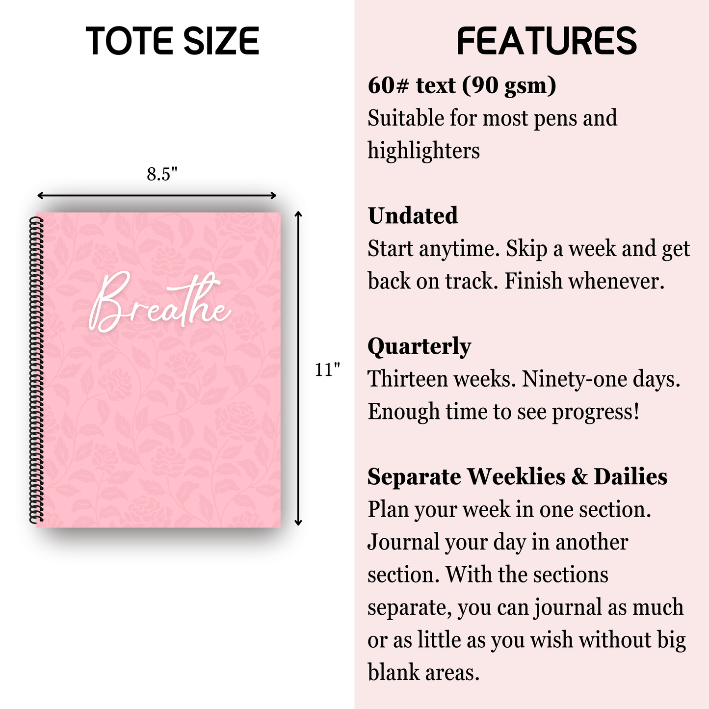 Big Undated Quarterly Planner (Pink Floral)