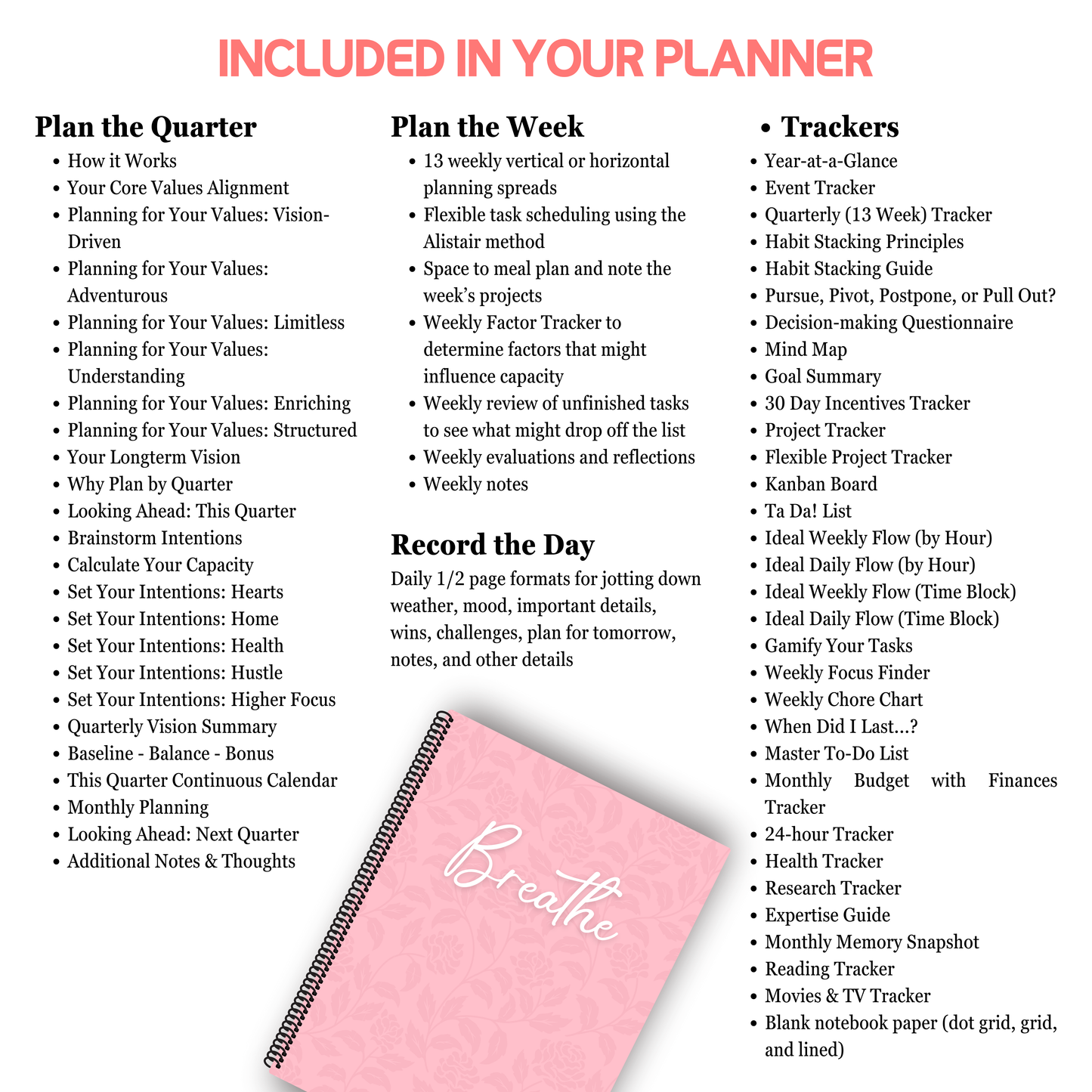 Big Undated Quarterly Planner (Pink Floral)